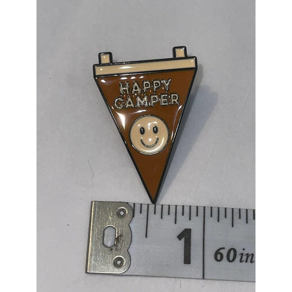 Happy Camper Smiley Flag Pin Brooch